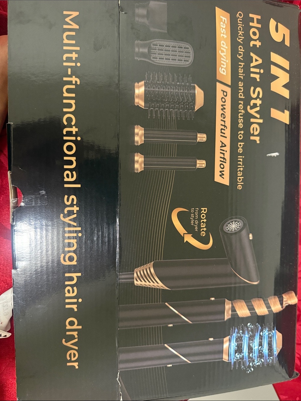 5-in-1 Hot Air Styler Multi-Functional Styling Hair Dryer - Black & Gold